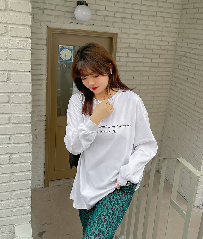 大きいサイズ レディース ハートチャームラウンドネックプリント長袖スウェットTシャツ LL 3L 4L 5L