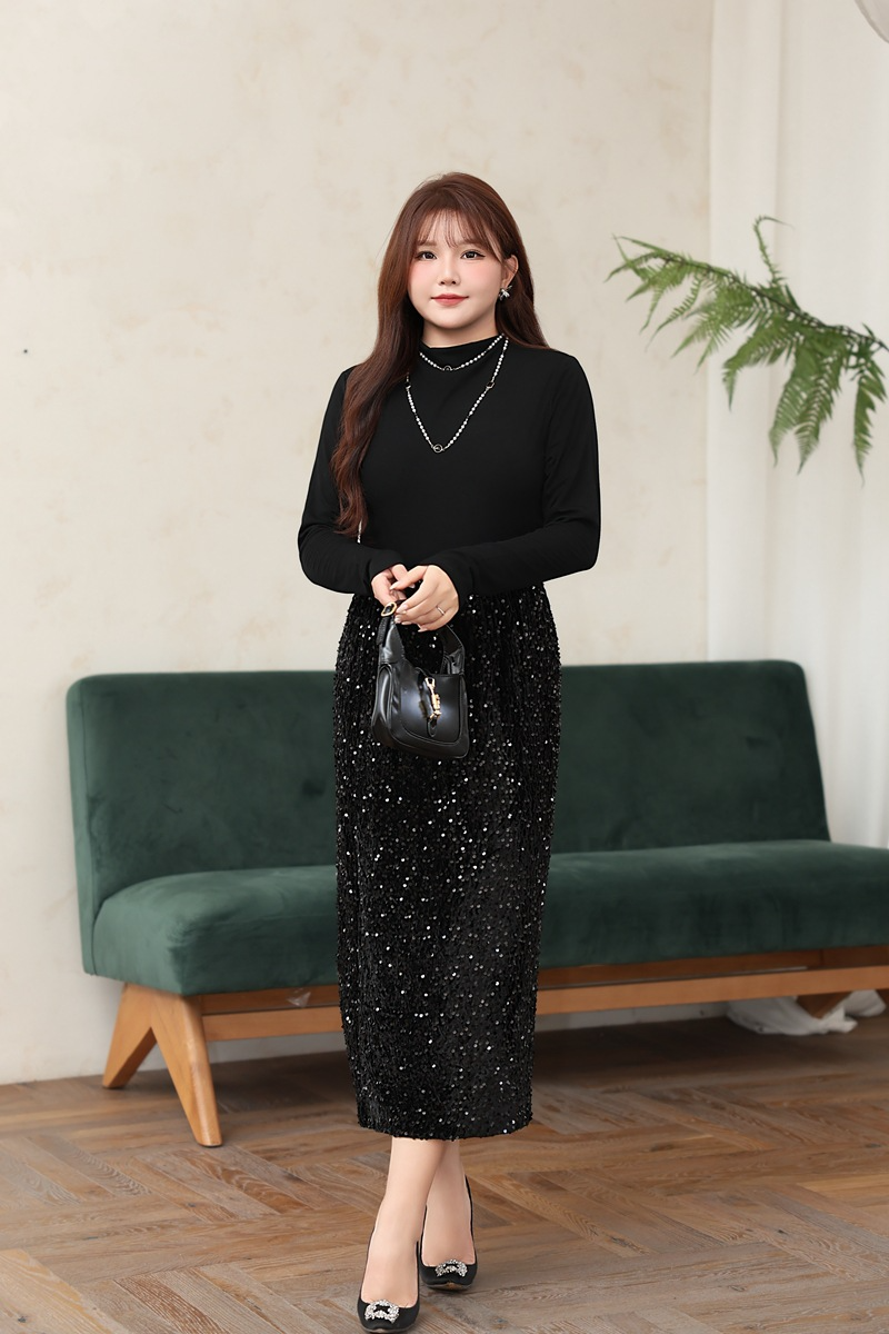 大きいサイズ レディース ハイネック長袖スタイリッシュインナーシャツ LL 3L 4L 5L