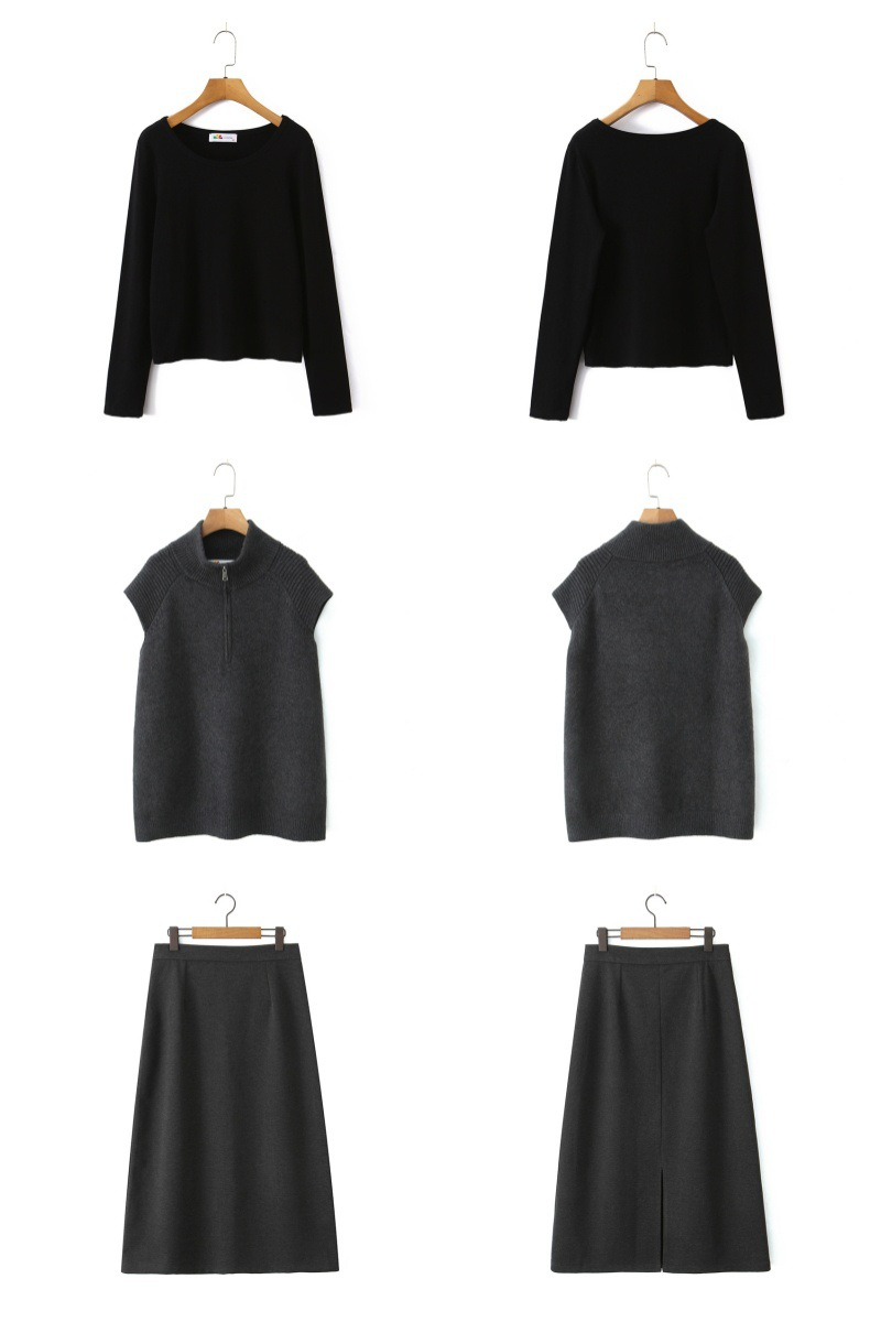 大きいサイズ レディース セットアップ（ニットベスト+ブラックシャツ+スカート別売）LL 3L 4L 5L