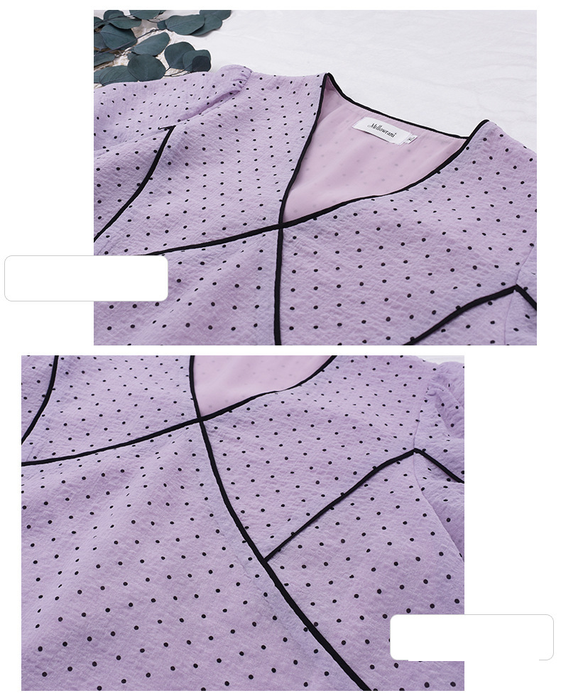 大きいサイズ レディース フレンチVネック水玉模様シースルートップス LL 3L 4L 5L