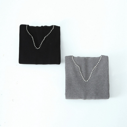 大きいサイズ レディース パールVネックスイートニットフレンチワンピース LL 3L 4L