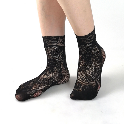 大きいサイズ レディース ストレッチレースソックス F フリーサイズ(LL-4L)