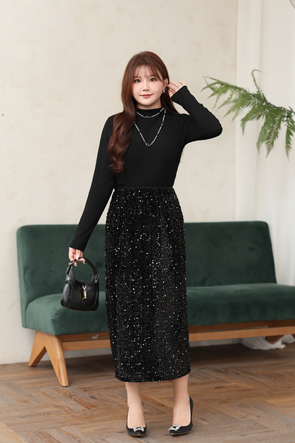 大きいサイズ レディース ハイネック長袖スタイリッシュインナーシャツ LL 3L 4L 5L