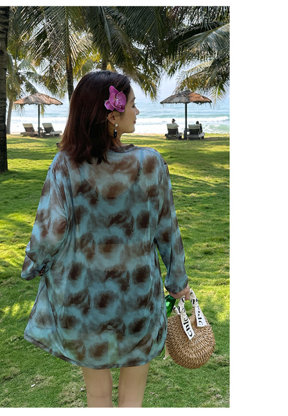 大きいサイズ レディース タイダイシアートップス付き3点セットセパレート水着 LL 3L 4L 5L 6L