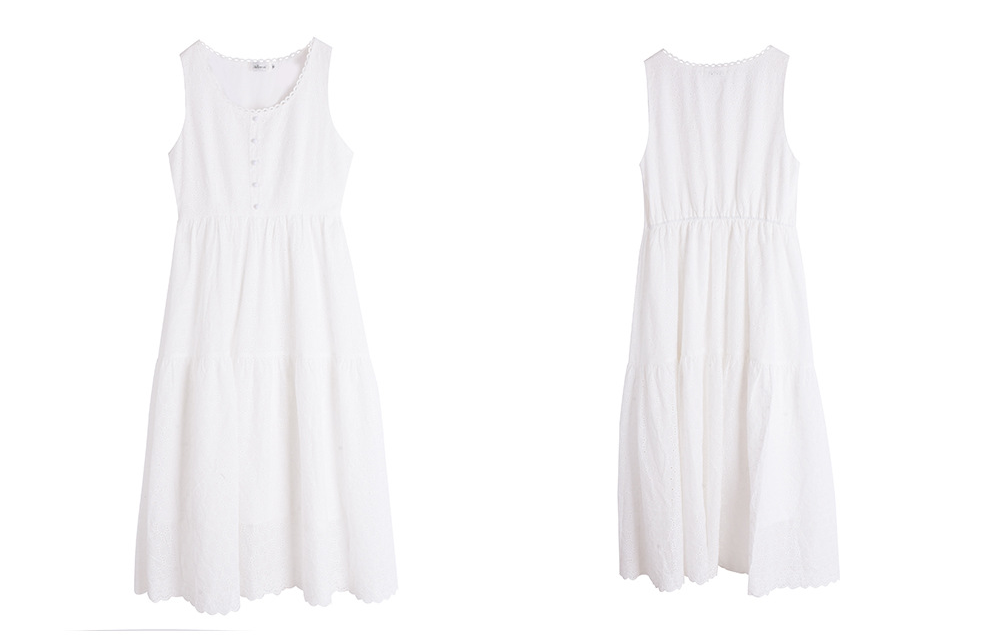 大きいサイズ レディース ホワイトノースリーブレースティアードワンピース LL 3L 4L 5L