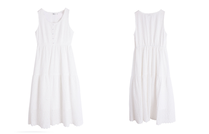 大きいサイズ レディース ホワイトノースリーブレースティアードワンピース LL 3L 4L 5L