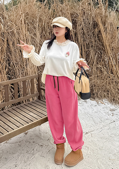 大きいサイズ レディース カラフルフリースカジュアルパンツ LL 3L 4L 5L