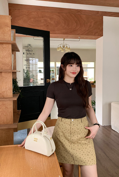 大きいサイズ レディース 小花柄ハイウエストAラインミニスカート LL 3L 4L 5L 6L