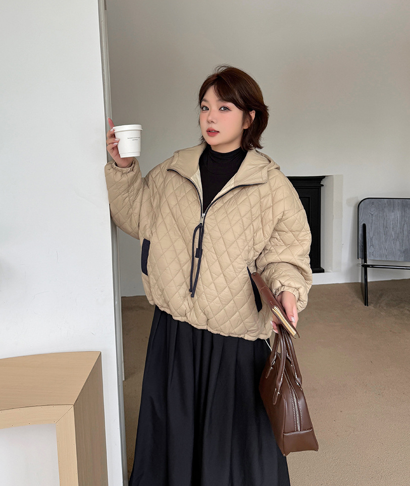 大きいサイズ レディース プルオーバーフード付きキルティングスウェットパーカー 3L 4L 5L