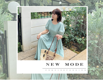 大きいサイズ レディース ラウンドネックダブルベルトカジュアルワンピース LL 3L 4L 5L