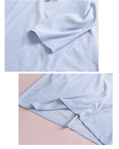 大きいサイズ レディース 星飾り付きラウンドネックニット長袖ストライプTシャツ LL 3L 4L 5L