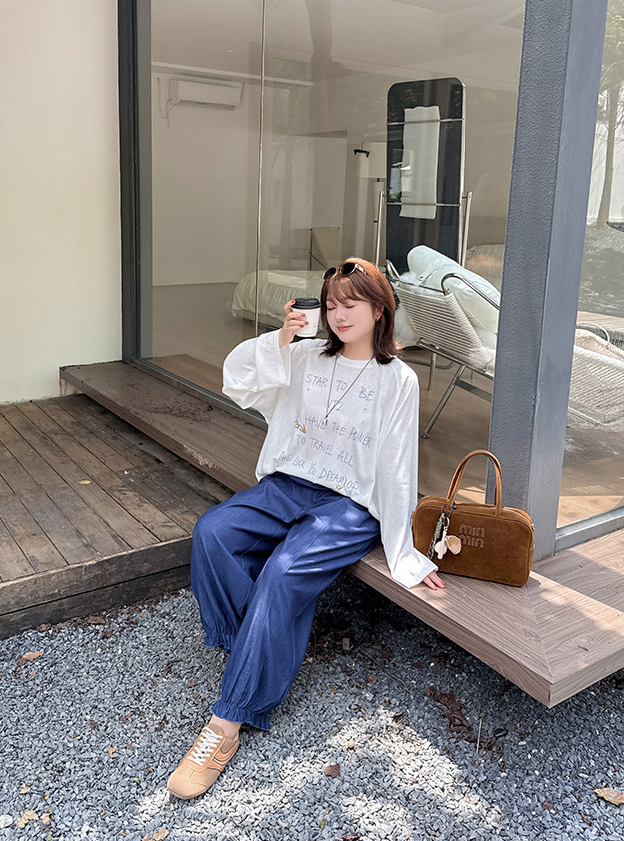 大きいサイズ レディース ルーズデニムワイドレッグブルマロングパンツ LL 3L 4L 5L