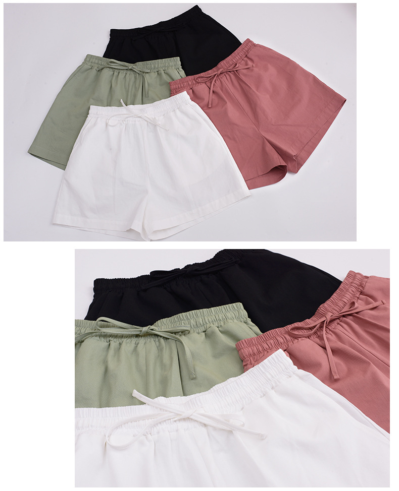 大きいサイズ レディース カジュアル無地コットンショートパンツ全4色 LL 3L 4L 5L