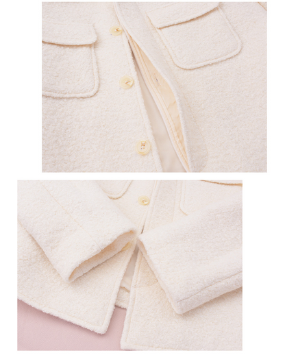 大きいサイズ レディース 厚手ミルキーホワイトショートジャケット LL 3L 4L 5L