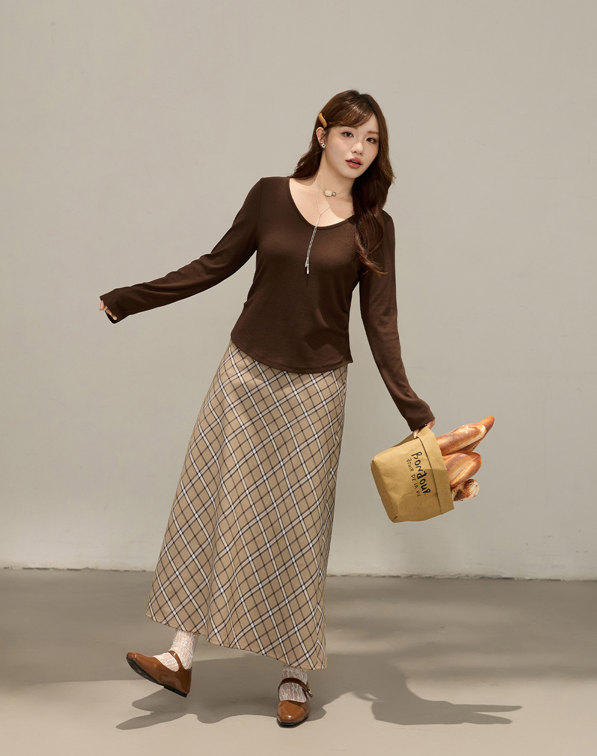 大きいサイズ レディース チェックスカート＋トップス2点(別売) LL 3L 4L 5L 6L