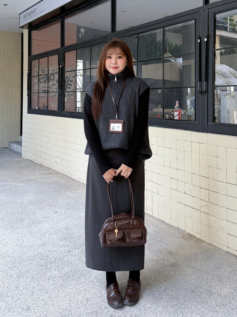 大きいサイズ レディース セットアップ（ニットベスト+ブラックシャツ+スカート別売）LL 3L 4L 5L