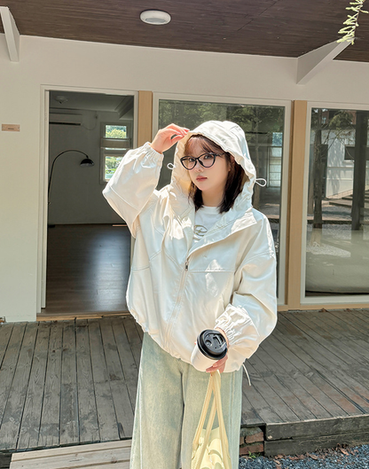 大きいサイズ レディース フード付きハイカーゴダブルジッパージャケット LL 3L 4L 5L