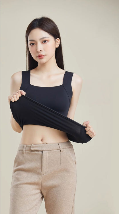 大きいサイズ レディース カップ付きワイドショルダーシームレスタンクトップ M L LL