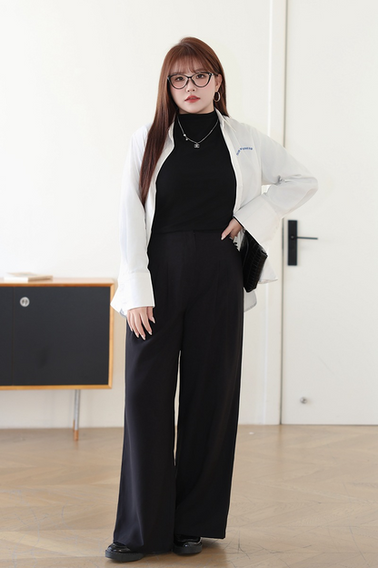 大きいサイズ レディース ハイネック長袖スタイリッシュインナーシャツ LL 3L 4L 5L