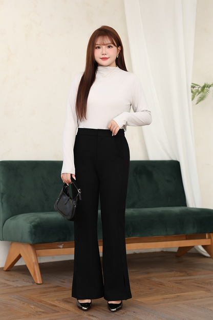 大きいサイズ レディース ハイネック長袖スタイリッシュインナーシャツ LL 3L 4L 5L