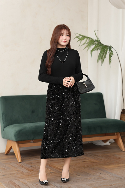 大きいサイズ レディース ハイネック長袖スタイリッシュインナーシャツ LL 3L 4L 5L