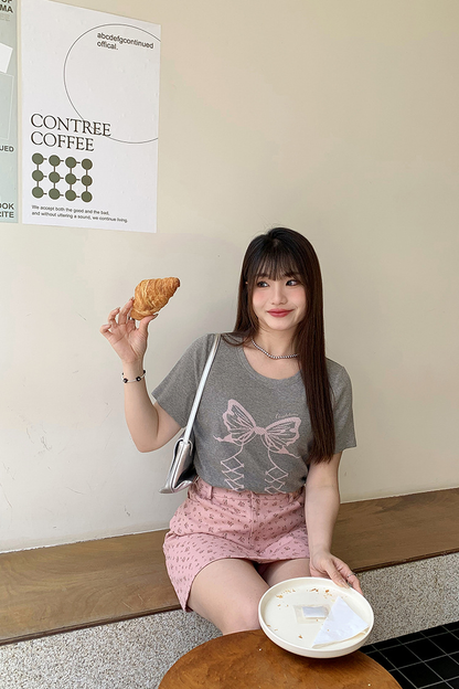 大きいサイズ レディース 小花柄ハイウエストAラインミニスカート LL 3L 4L 5L 6L