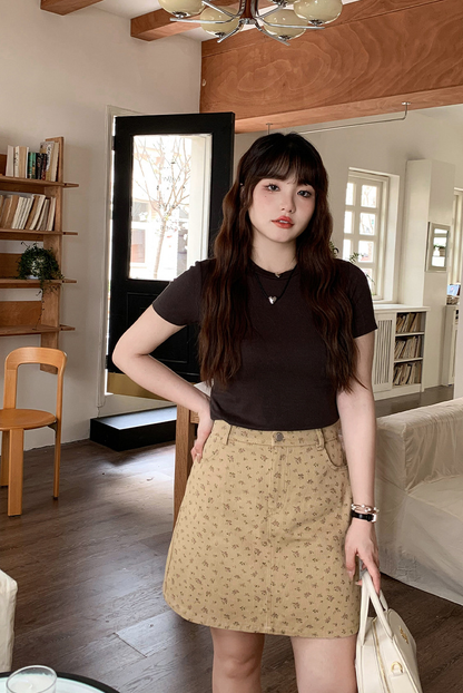 大きいサイズ レディース 小花柄ハイウエストAラインミニスカート LL 3L 4L 5L 6L