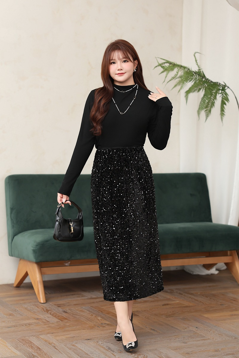 大きいサイズ レディース ハイネック長袖スタイリッシュインナーシャツ LL 3L 4L 5L