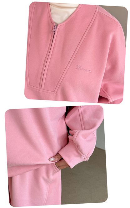 大きいサイズ レディース コットンニットカジュアルツーピーススウェットセットアップ 3L 4L 5L