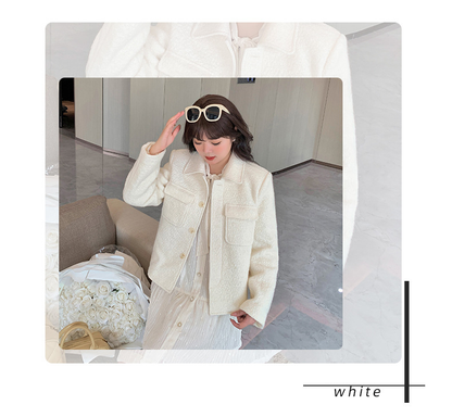 大きいサイズ レディース 厚手ミルキーホワイトショートジャケット LL 3L 4L 5L