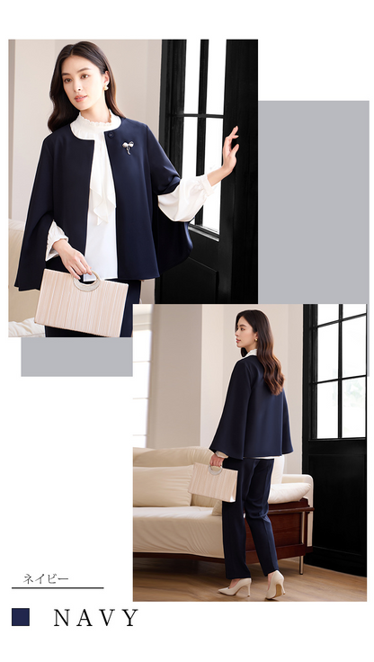 大きいサイズ レディース ケープ風フレアスリーブエレガントセットアップ L LL 3L