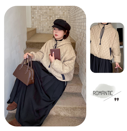 大きいサイズ レディース プルオーバーフード付きキルティングスウェットパーカー 3L 4L 5L