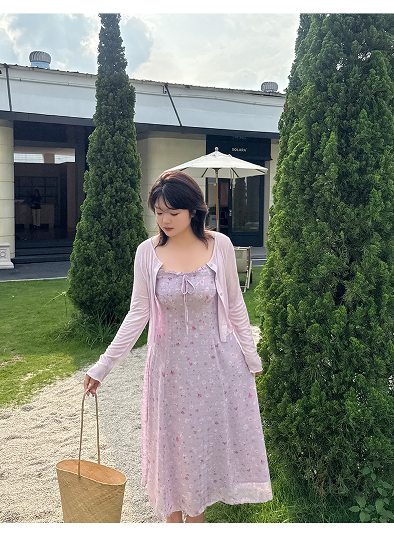 大きいサイズ レディース シアーカーディガン付き花柄ワンピース LL 3L 4L 5L 6L