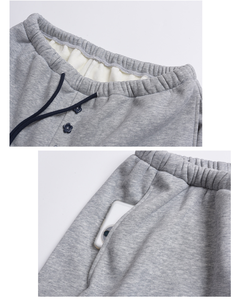 大きいサイズ レディース フラワーボタン付きフリース裏地スウェットパンツ LL 3L 4L 5L