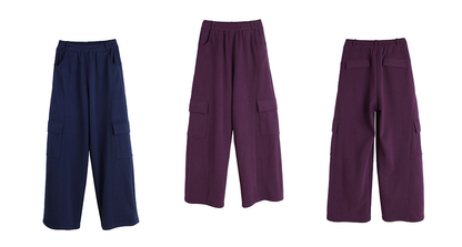 大きいサイズ レディース ニットフリース裏地ワイドレッグカーゴパンツ LL 3L 4L 5L