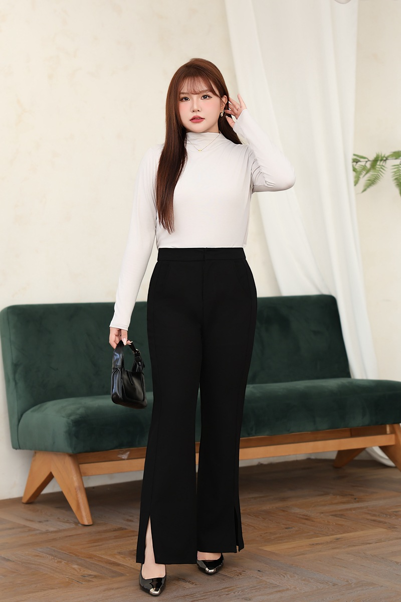 大きいサイズ レディース ハイネック長袖スタイリッシュインナーシャツ LL 3L 4L 5L