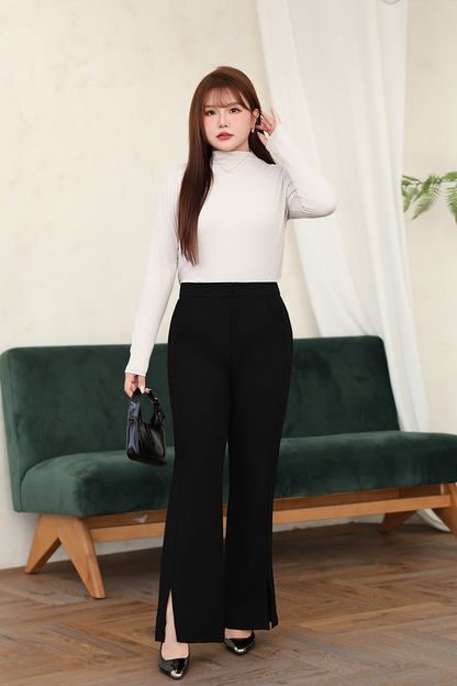 大きいサイズ レディース ハイネック長袖スタイリッシュインナーシャツ LL 3L 4L 5L