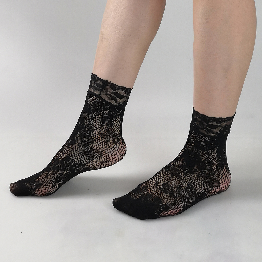 大きいサイズ レディース ストレッチレースソックス F フリーサイズ(LL-4L)