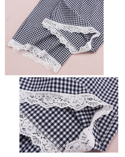 大きいサイズ レディース レースチェック柄ワイドレッグパンツ LL 3L 4L 5L