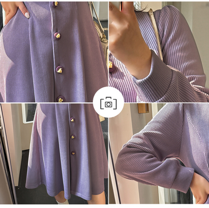 大きいサイズ レディース VネックボタンダウンAラインワンピース LL 3L 4L 5L