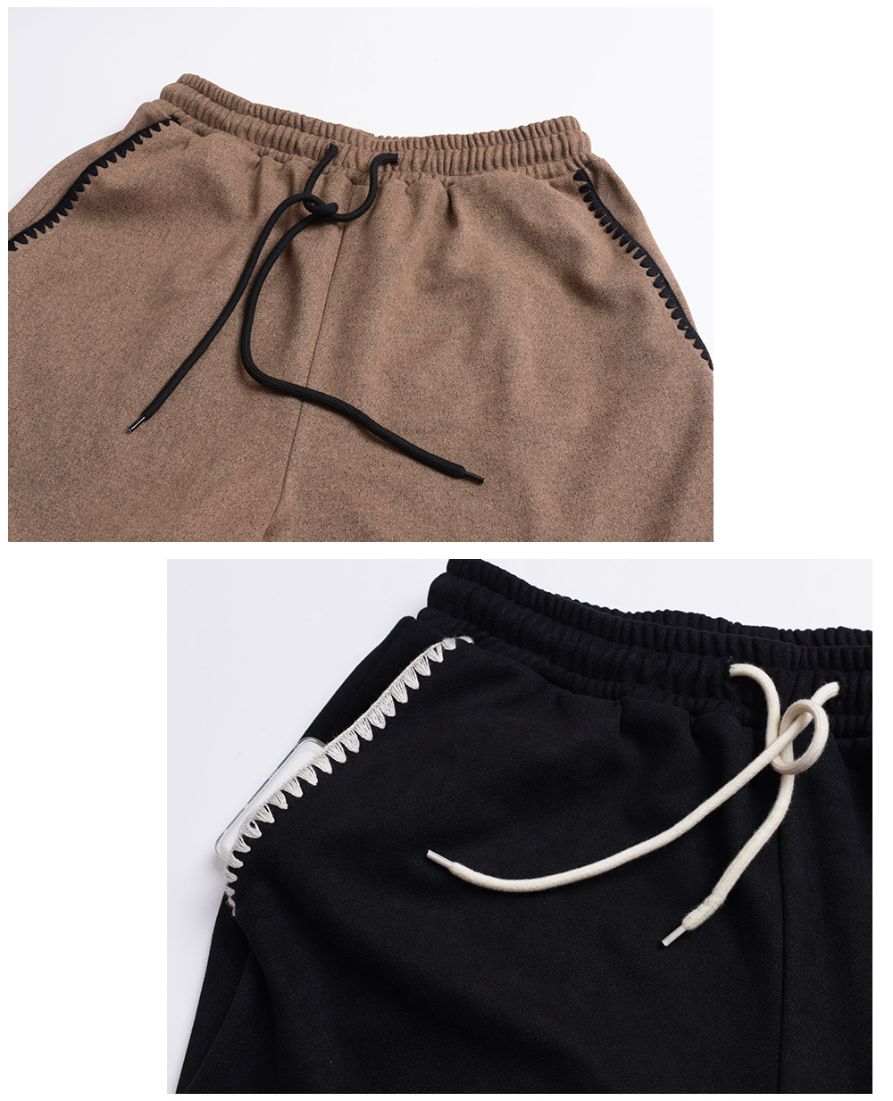 大きいサイズ レディース コントラストステッチウール風ワイドレッグパンツ LL 3L 4L 5L