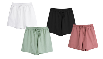 大きいサイズ レディース カジュアル無地コットンショートパンツ全4色 LL 3L 4L 5L