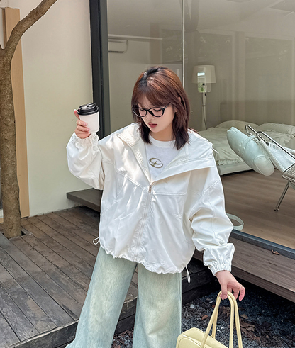 大きいサイズ レディース フード付きハイカーゴダブルジッパージャケット LL 3L 4L 5L