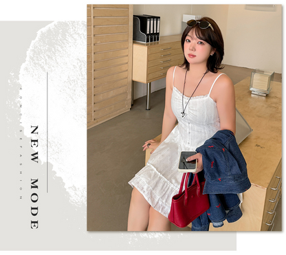 大きいサイズ レディース ストライプ柄ジャカードコットンフリルワンピース（ミニ / ロング） LL 3L 4L 5L