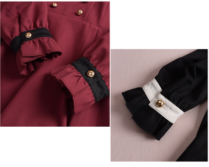 大きいサイズ レディース フリルVネックダブルブレストワンピース（ベルト別売） LL 3L 4L 5L