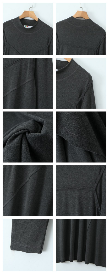 大きいサイズ レディース セミハイネックニットフェイクツーピースワンピース LL 3L 4L 5L