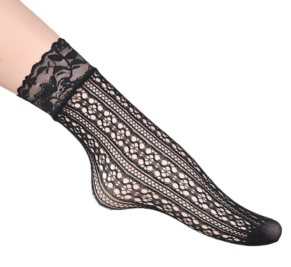 大きいサイズ レディース ストレッチレースソックス F フリーサイズ(LL-4L)