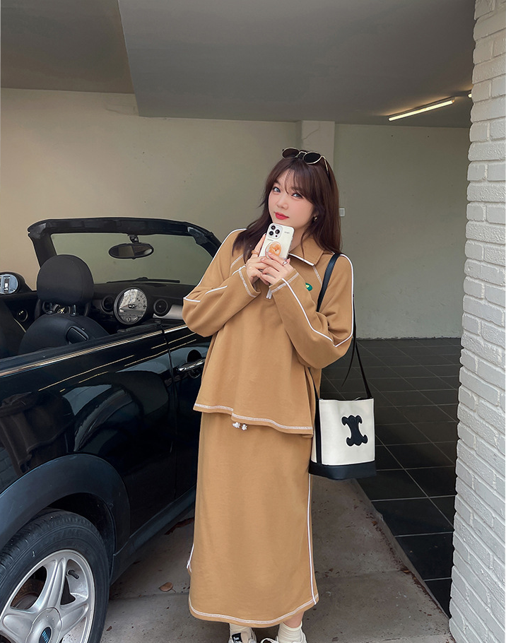 大きいサイズ レディース カレッジスポーツ風スウェットセットアップ（ブルゾン＋スカート） LL 3L 4L 5L