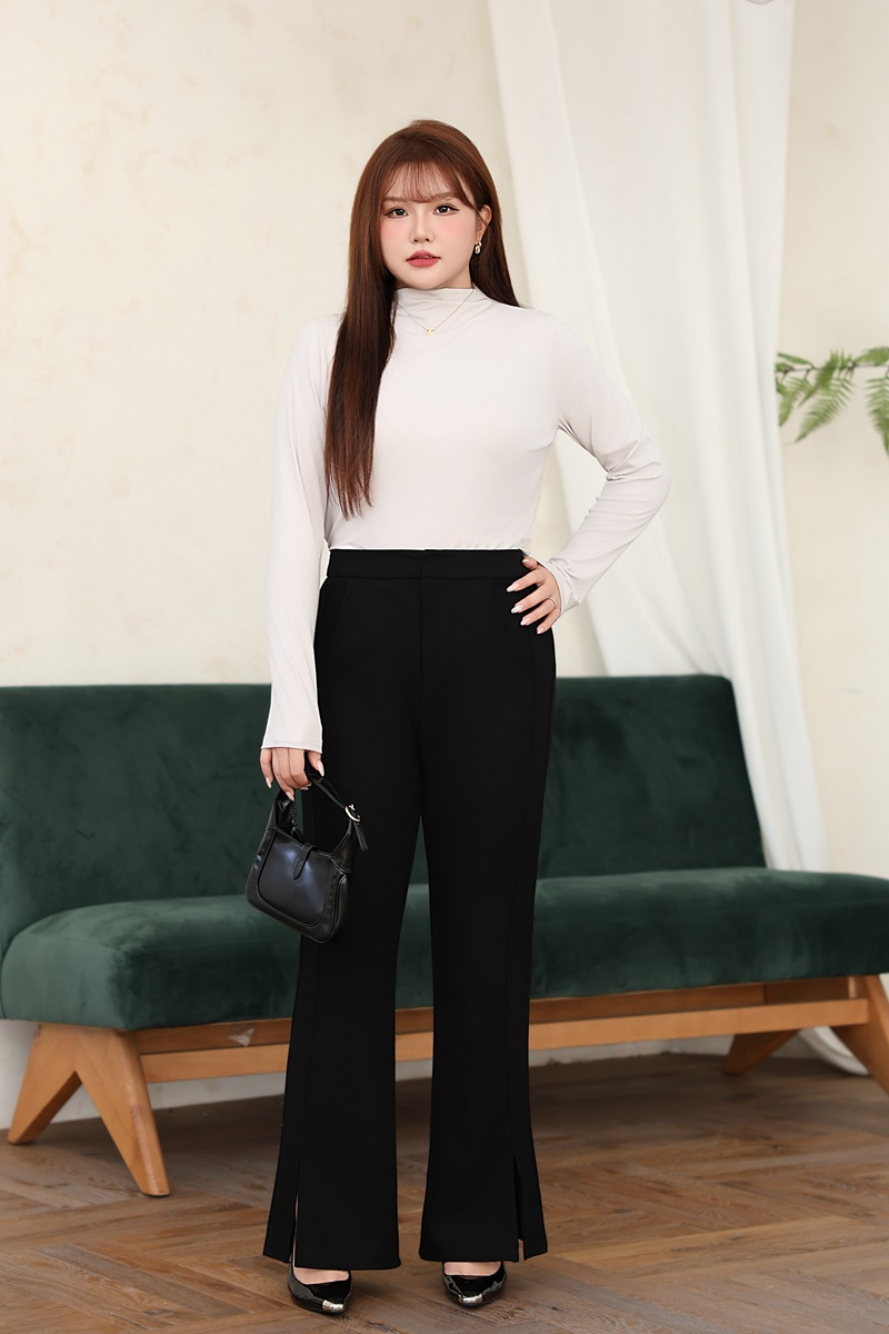 大きいサイズ レディース ハイネック長袖スタイリッシュインナーシャツ LL 3L 4L 5L