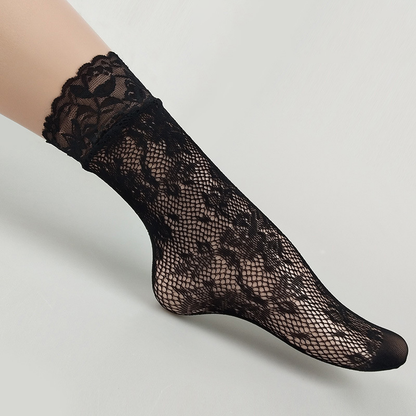 大きいサイズ レディース ストレッチレースソックス F フリーサイズ(LL-4L)